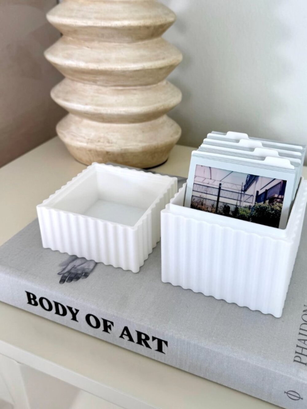 Polaroid Film Storage Box Organizer w/ Dividers Holds 100 Photos White